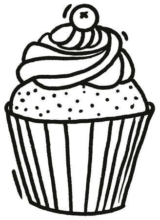 Cupcake doodle sketch isolated on white backgroundのイラスト素材