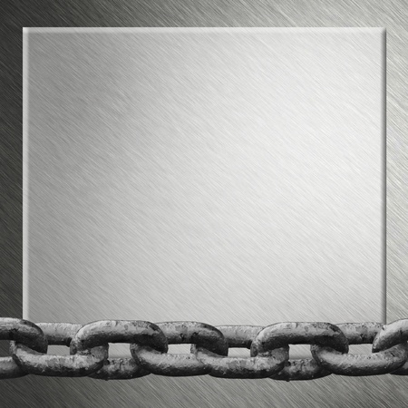 brushed silver metallic background with chain の写真素材