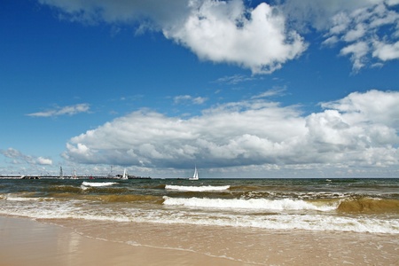 baltic sea at cloudy dayの写真素材