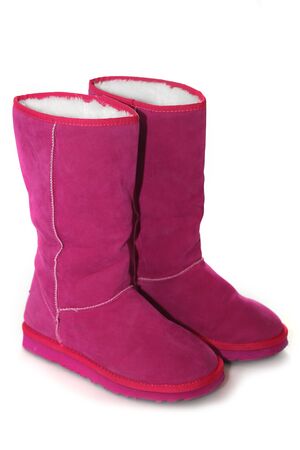 womens winter boots on white background の写真素材