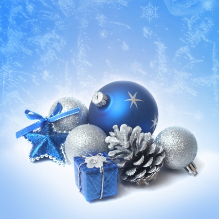 Blue christmas balls の写真素材