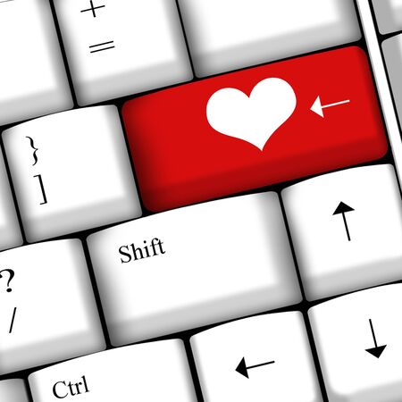 Computer keyboard with love key - concept for Valentineの写真素材