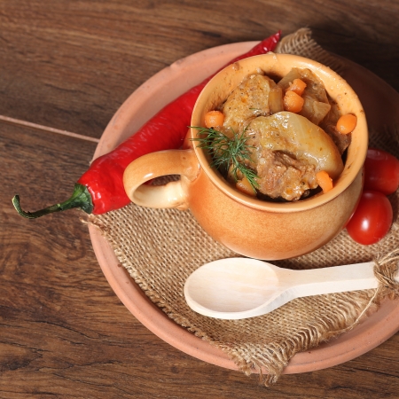 Goulash soup with meat sausage and potatoesの写真素材
