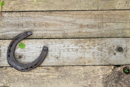 Horse-shoe and clover, vintage symbols of luck