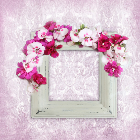 vintage with frame  and flowers の写真素材