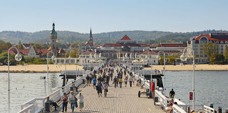 SOPOT, POLAND - September18, 2014: The Sopot Pier in the city of Sopot built in 1827. At 511m, the...