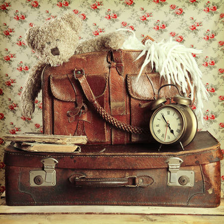 old suitcase in retro styleの写真素材