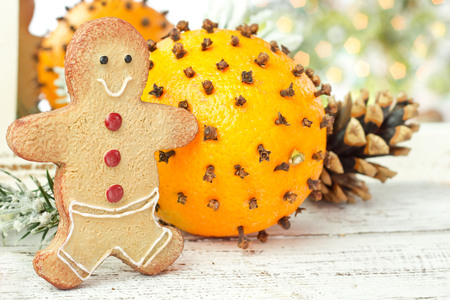 oranges with cloves and gingerbreadsの写真素材