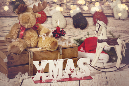 Christmas background with Christmas decorationの写真素材