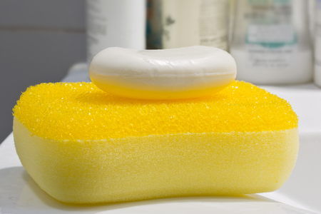 Soap and bath spongeの写真素材
