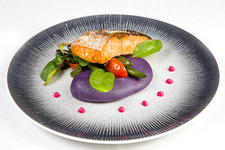 Grilled salmon with sesameの写真素材