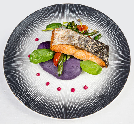 Grilled salmon with sesameの写真素材