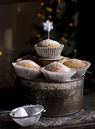 winter or Christmas cupcakesの写真素材