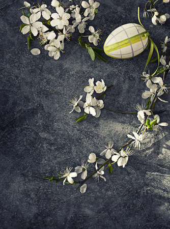 blossom apple tree in vase on dark backgroundの写真素材