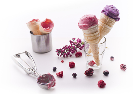 Waffle cones with ice creamの写真素材