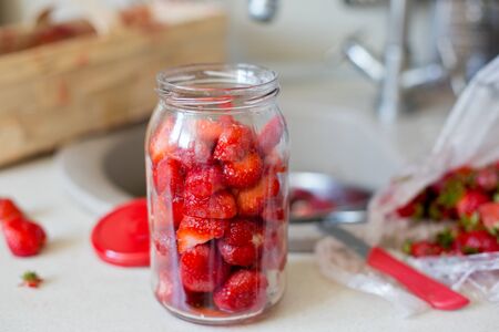 Prepared of starwberry compoteの写真素材