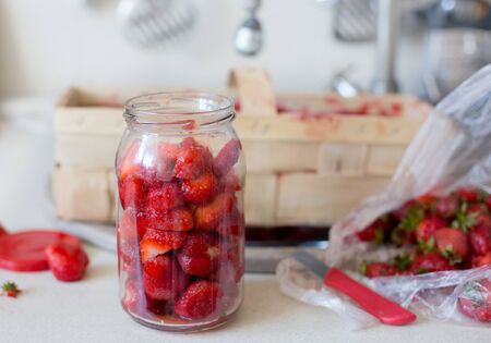 Prepared of starwberry compoteの写真素材