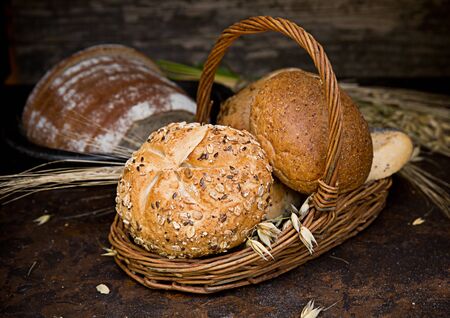 Closeup shot of various types of breadの写真素材