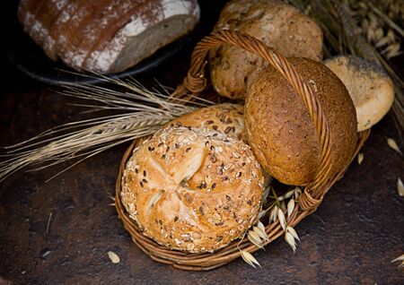 Closeup shot of various types of breadの写真素材
