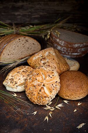 Closeup shot of various types of breadの写真素材