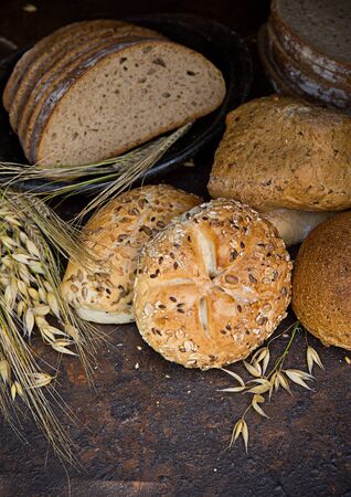 Closeup shot of various types of breadの写真素材