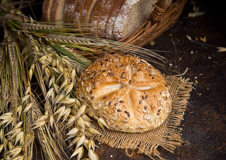 Closeup shot of various types of breadの写真素材