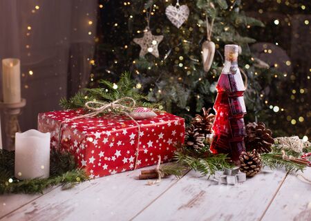  Christmas presents with handmade decorationの写真素材