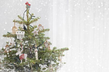 christmas tree in winter timeの写真素材
