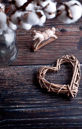 valentine background with heart and flowersの写真素材