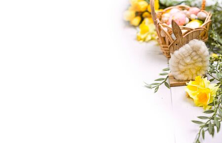 easter decoration on whie backgroundの写真素材