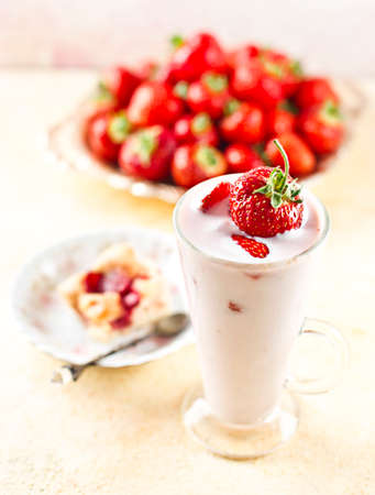 reds beautiful and juicy harvested strawberriesの写真素材