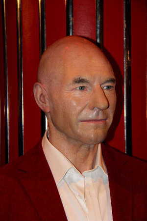 London, - United Kingdom, 08, July 2014. Madame Tussaud's in London.  Waxwork statue of Patrick Stewart . Created by Madam Tussaud's in 1884, Madam Tussaud's is a waxwork museum and tourist attraction.のeditorial素材