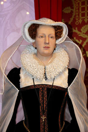 London, - United Kingdom, 08, July 2014. Madame Tussaud's in London.  Waxwork statue of  Mary Queen...