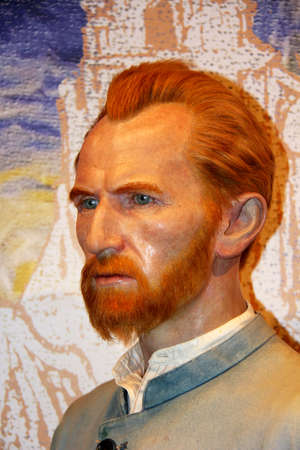 London, - United Kingdom, 08, July 2014. Madame Tussauds in London.  Waxwork statue of Vincent Van Gogh. Created by Madam Tussauds in 1884, Madam Tussauds is a waxwork museum and tourist attractionのeditorial素材