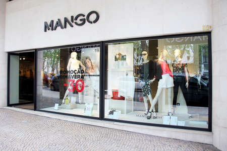 Portugal, Lisbon. Circa April 2014. Mango store front window display and entrance situated in Rua da Liberdade, Lisbon portのeditorial素材