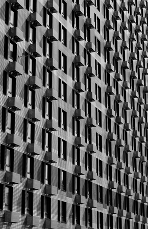 Part wall of a modern residential building in black and white tone.の写真素材