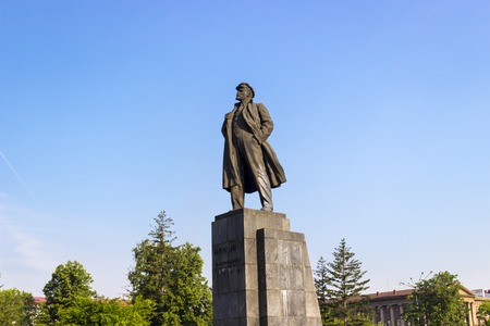 Krasnoyarsk, RUSSIA - June 27,2018: A monument to Vladimir Lenin - the revolutionary leader of Soviet Russia. 1970 installation of the monument. The author of the monument is sculptor Veniamin Pinchukのeditorial素材