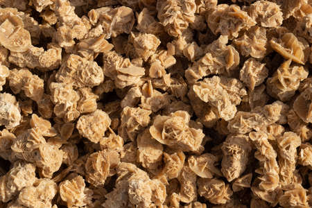 Saharan gypsum desert rose from Tunisia. Background of desert rose crystal. Texture and background of natural materialの写真素材