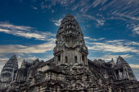 Ancient stone temple in Angkor Wat complex, Cambodia.の写真素材