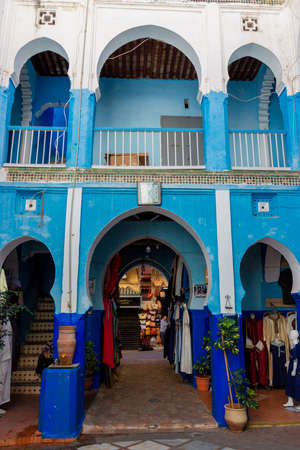 Tangier, Morocco - 17 October, 2019: authentic oriental architecture and gift shops in the medina of Tangier, Moroccoのeditorial素材