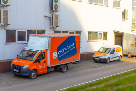 Krasnoyarsk, Russia - May 29, 2022: logo of the hardware and electronics store Citylink on delivery truck. Russian stores that sells computer, digital and home appliances as an electronic discounterのeditorial素材