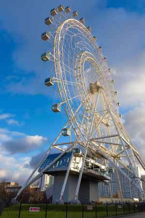 Moscow, Russia - 13 November, 2022: view on Sun of Moscow is a giant ferris wheel in VDNKh park, Moscow, Russiaのeditorial素材