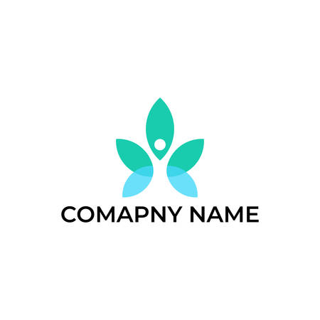 Yoga and leaves logo designのイラスト素材