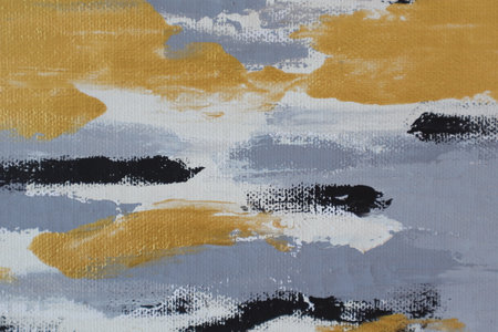 abstract background, hand painted with acrylic paints, yellow and gray colorsの写真素材