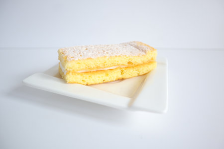 Egg cake on white background, Isolated on the white background.の写真素材