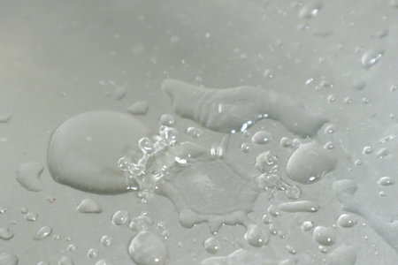Water drops on a white background. Shallow depth of field.の写真素材