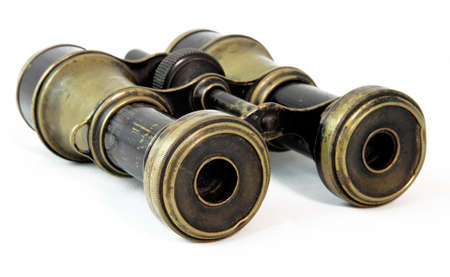 Vintage binoculars isolated on white backgroundの写真素材