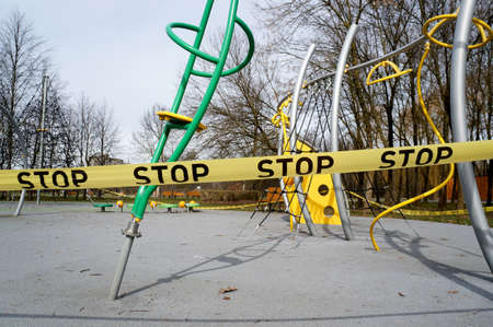 Children's playgrounds and sports grounds are prohibited, due to quarantine announced. COVID-19