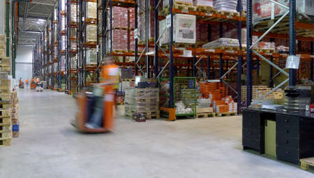 The image of shelves in the warehouse. Logistics, 24-hour work, Lithuania