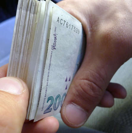 Lithuanian cash Litas, was in circulation before the adoption of the euro, cash Litas